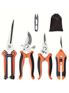   5 darabos Ergonomikus Kerti Szerszámkészlet Rozsdamentes Acél Metszőollóval, Magas Minőségű Pengékkel és Tárolótáskával