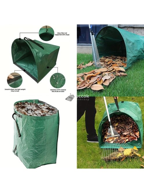 PP anyagból készült, nagy kapacitású, többször használható kerti hulladékzsák