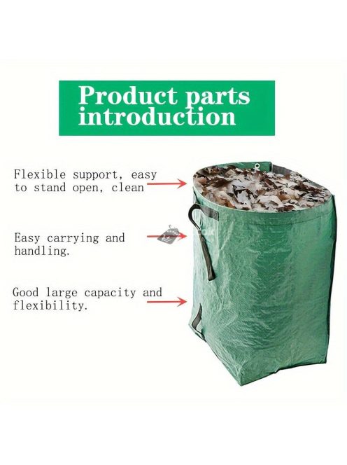 PP anyagból készült, nagy kapacitású, többször használható kerti hulladékzsák