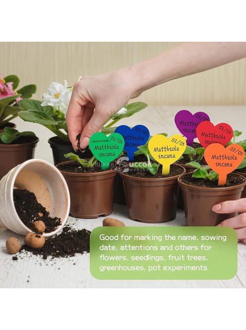 50 Szív alakú műanyag növény jelölő címke