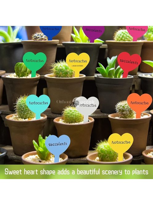 50 Szív alakú műanyag növény jelölő címke