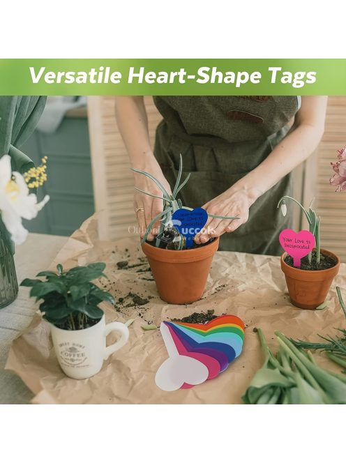 50 Szív alakú műanyag növény jelölő címke