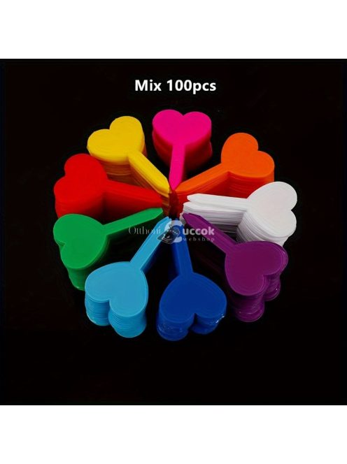 50 Szív alakú műanyag növény jelölő címke