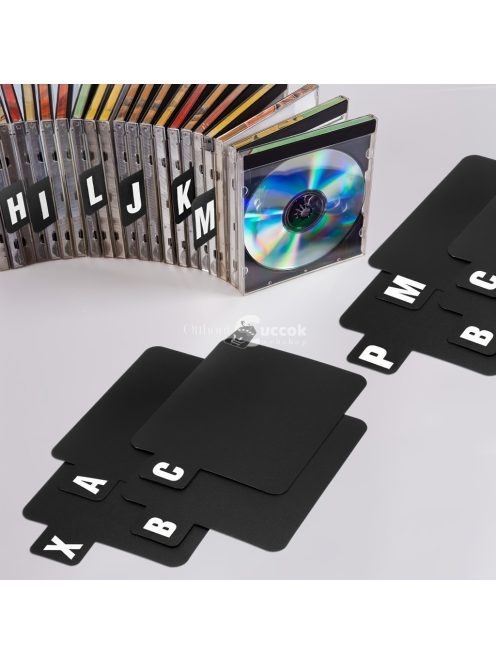 26db-os ábécés CD és DVD-rendszerező kétoldalas nyomtatott címkékkel