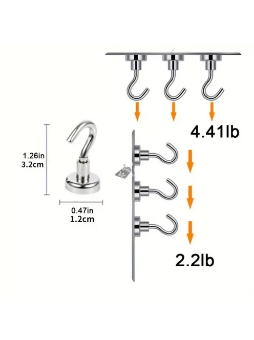 10 darabos szupererős neodímium mágneses horgok