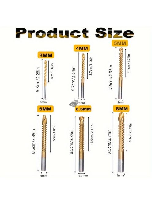 6 darabos titán csavart fúrószár készlet