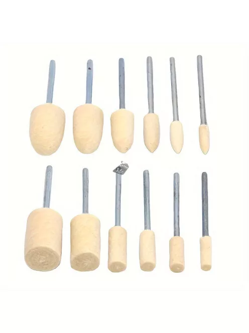 12 darabos gyapjú filc polírozó készlet mandrellel