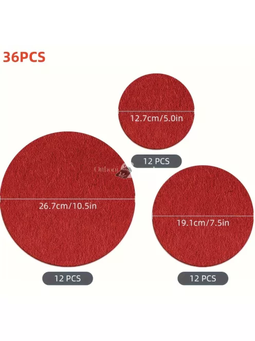 36 db-os kerek filc edényalátét és tányérelválasztó készlet