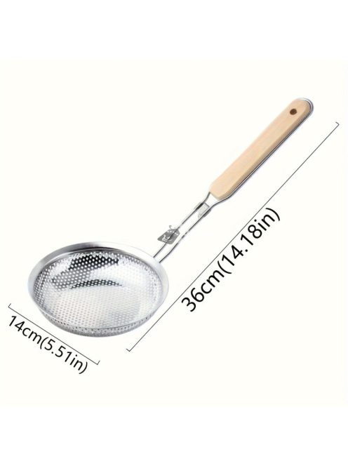 Prémium Rozsdamentes Acél Szűrő Fa Nyéllel