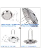 Rozsdamentes acél csirkesütő állvány csepegtető tálcával