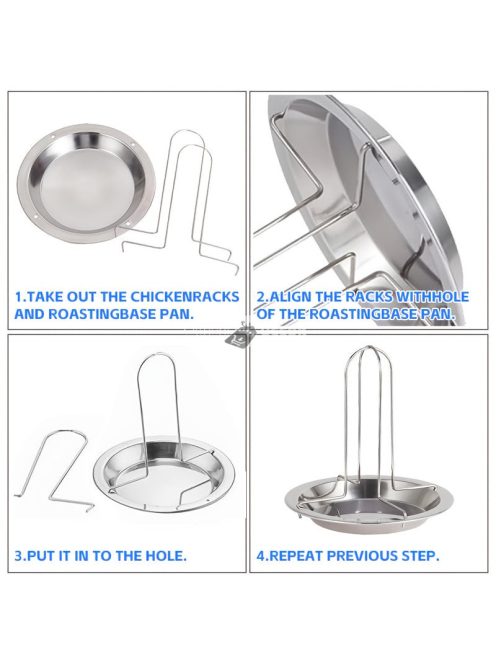 Rozsdamentes acél csirkesütő állvány csepegtető tálcával