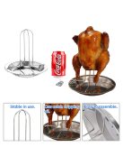 Rozsdamentes acél csirkesütő állvány csepegtető tálcával