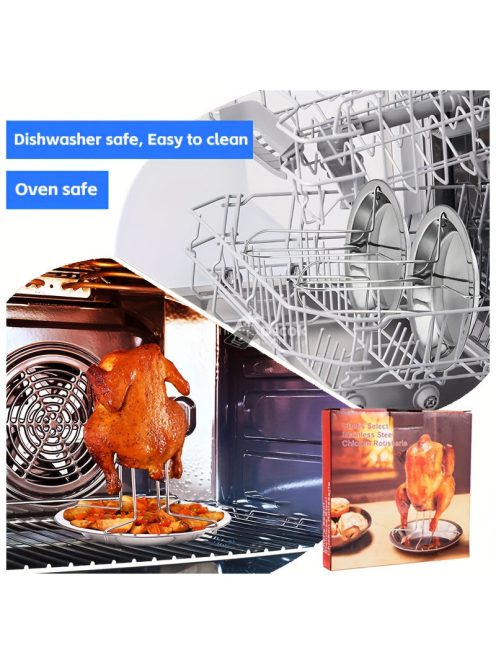 Rozsdamentes acél csirkesütő állvány csepegtető tálcával