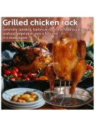 Rozsdamentes acél csirkesütő állvány csepegtető tálcával