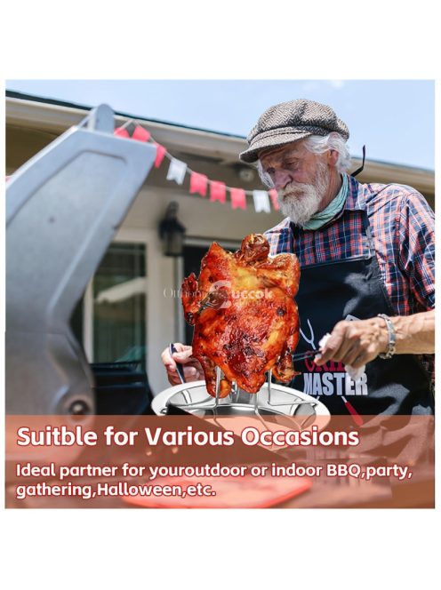 Rozsdamentes acél csirkesütő állvány csepegtető tálcával