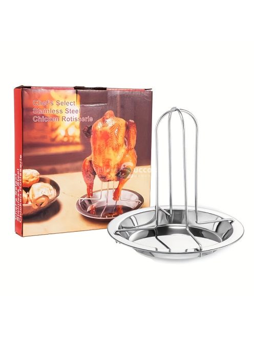 Rozsdamentes acél csirkesütő állvány csepegtető tálcával