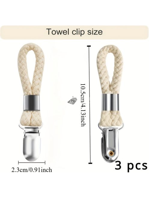3db rozsdamentes fém fürdőszobai törölközőcsipesz húzóval