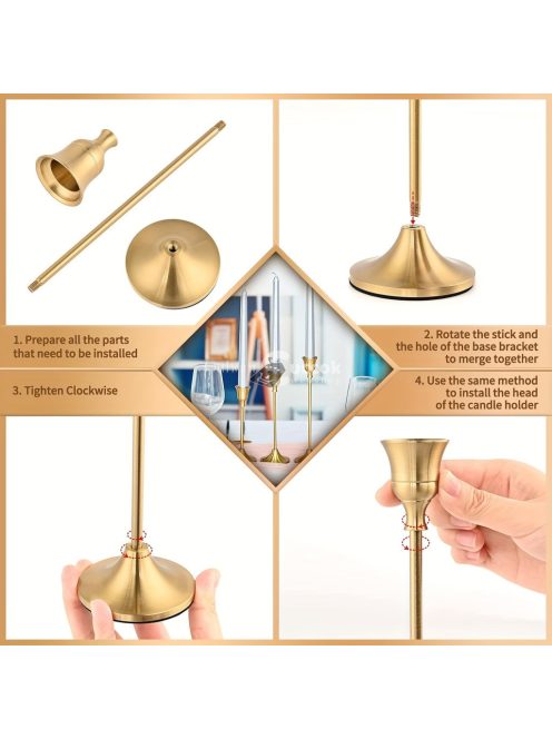 3 darab arany gyertyatartó