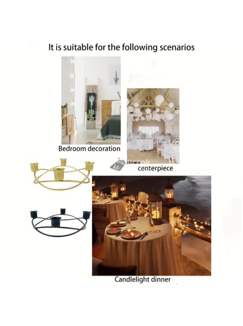 Elegáns Fekete és Arany Fém Gyertyatartó