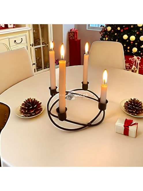 Elegáns Fekete és Arany Fém Gyertyatartó