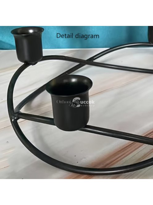 Elegáns Fekete és Arany Fém Gyertyatartó