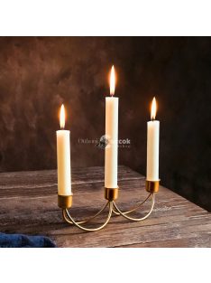Egyszerű, 3 fejes, fém gyertyatartó