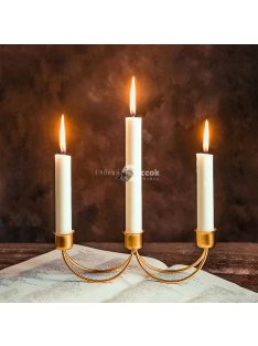 Egyszerű, 3 fejes, fém gyertyatartó