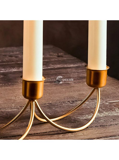 Egyszerű, 3 fejes, fém gyertyatartó