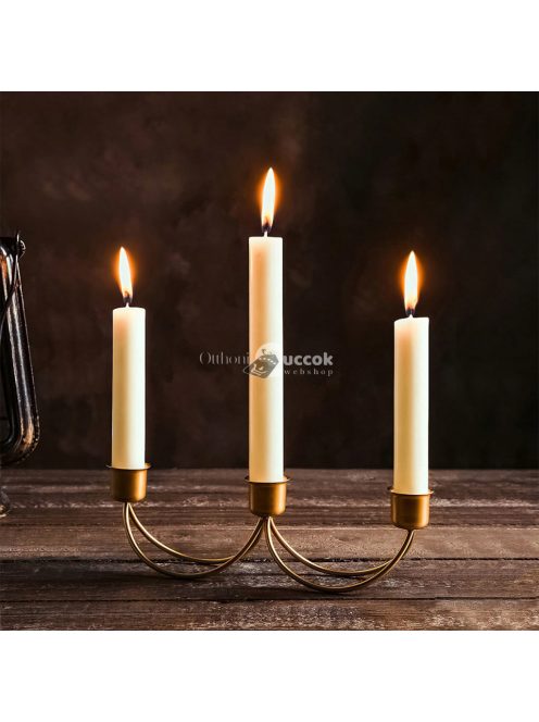 Egyszerű, 3 fejes, fém gyertyatartó