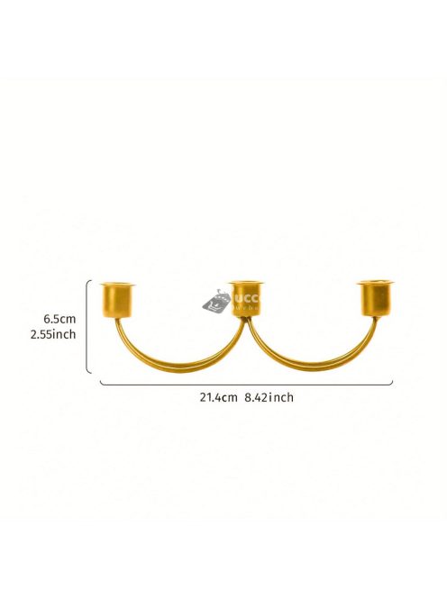 Egyszerű, 3 fejes, fém gyertyatartó