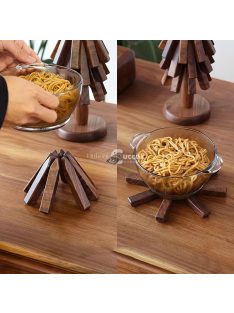   3 részes fa alátét készlet, fa alakú forró edénytartó