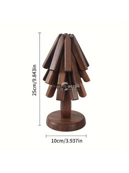 3 részes fa alátét készlet, fa alakú forró edénytartó