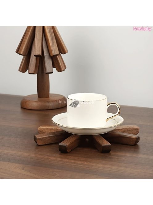 3 részes fa alátét készlet, fa alakú forró edénytartó
