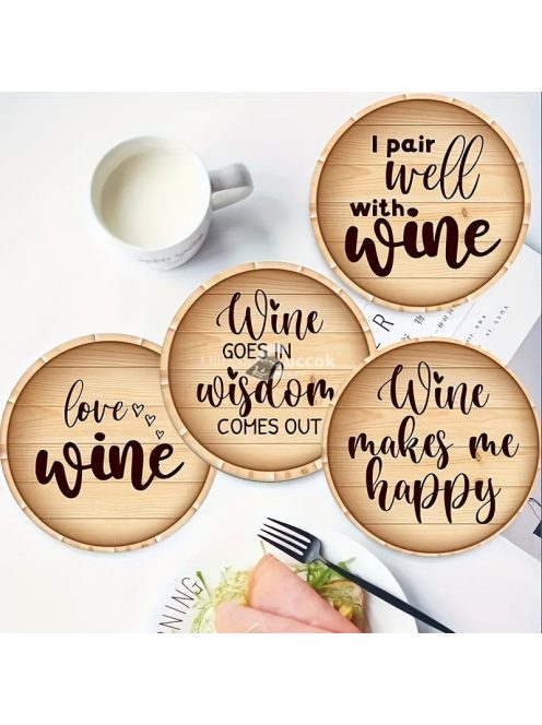 6db-os Fa Alátét Szett - Hőálló Dekoratív Asztali Szőnyegek Kávécsészékhez