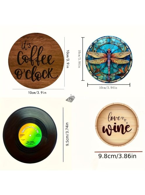 6db-os Fa Alátét Szett - Hőálló Dekoratív Asztali Szőnyegek Kávécsészékhez