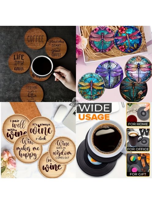 6db-os Fa Alátét Szett - Hőálló Dekoratív Asztali Szőnyegek Kávécsészékhez