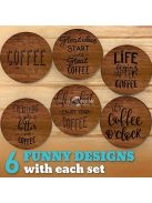 6db-os Fa Alátét Szett - Hőálló Dekoratív Asztali Szőnyegek Kávécsészékhez