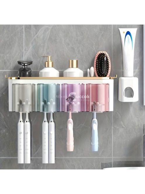 Könnyen felszerelhető falra szerelhető fogkefetartó gargarizáló pohárral