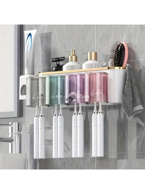 Könnyen felszerelhető falra szerelhető fogkefetartó gargarizáló pohárral