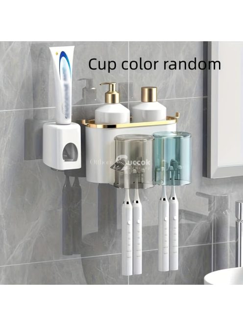 Könnyen felszerelhető falra szerelhető fogkefetartó gargarizáló pohárral