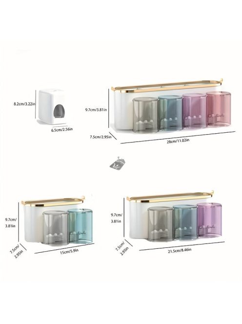 Könnyen felszerelhető falra szerelhető fogkefetartó gargarizáló pohárral