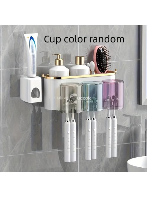 Könnyen felszerelhető falra szerelhető fogkefetartó gargarizáló pohárral