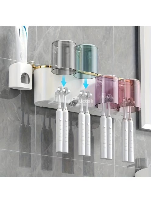 Könnyen felszerelhető falra szerelhető fogkefetartó gargarizáló pohárral