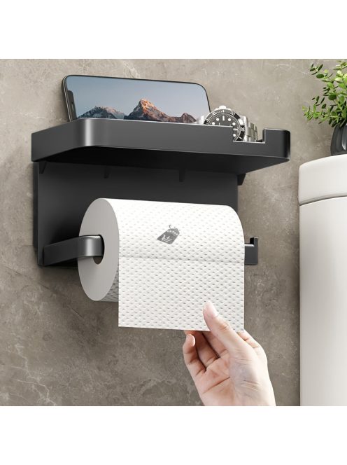 öntapadós műanyag WC-papírtartó perforált fiókkal