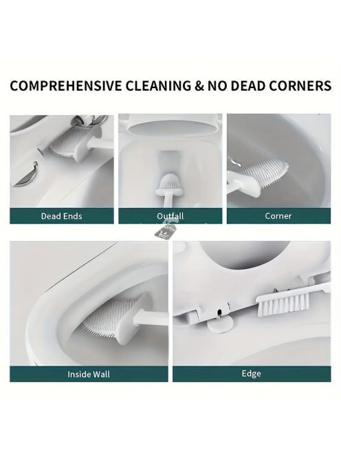 Falra szerelhető szilikon WC-kefe készlet tartóval