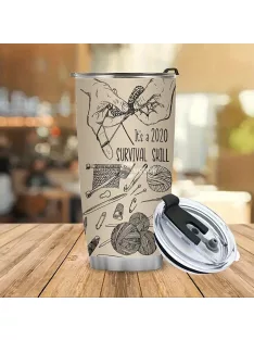   Horgolás mintájú Rozsdamentes Acél termosz bögre fedéllel