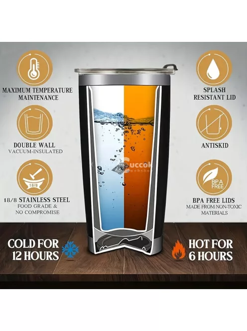 Horgolás mintájú Rozsdamentes Acél termosz bögre fedéllel