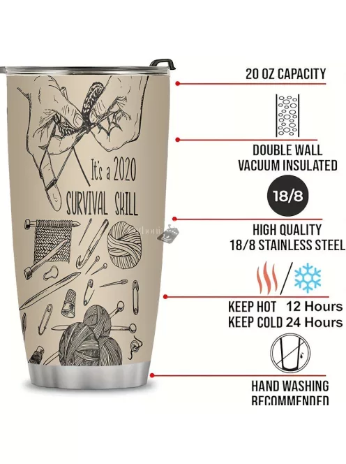 Horgolás mintájú Rozsdamentes Acél termosz bögre fedéllel