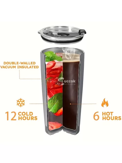 Horgolás mintájú Rozsdamentes Acél termosz bögre fedéllel