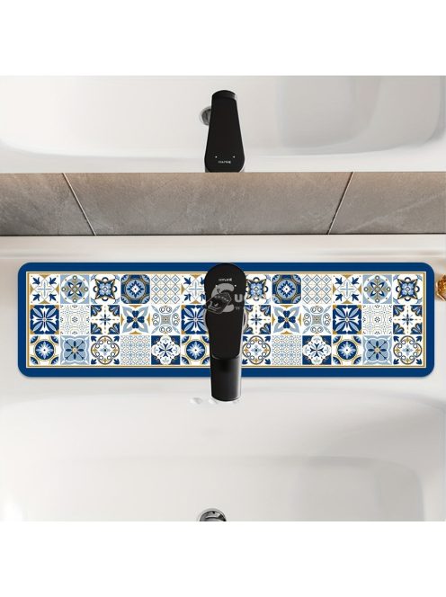 Asztali edény szárító alátét, csempe mintás poliészter nedvszívó alátét